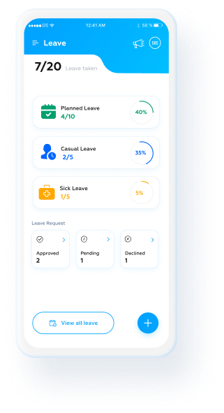 taskeye - leave management feature - mobile view