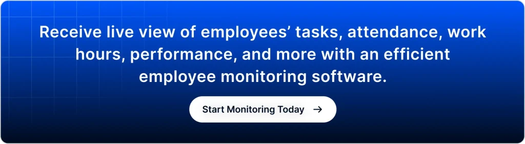 Employee monitoring software dashboard for tracking employee tasks attendance work hours and performance in real time