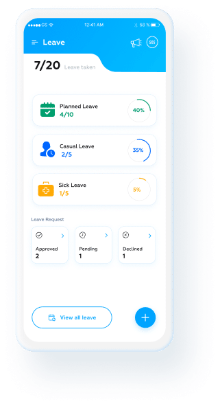 taskeye - leave management feature - mobile view